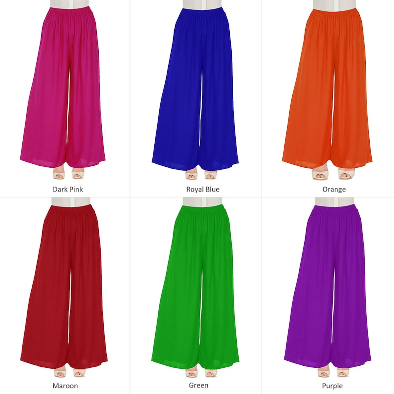 Palazzo Loose Casual Pants Women Wide Leg Flared Bottom Trouser Yoga Rayon Pajama-Solid Pattern