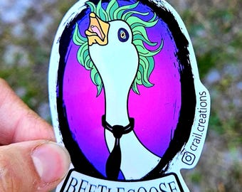 Beetlegoose Sticker: Funny Waterproof Vinyl Decal - Beetlejuice Fan Art