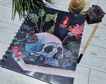 Skull Art Spiral Notebook: Gothic Hand Bound Journal (7x9 inches)