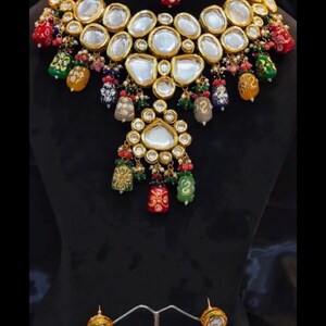 Designer kundan bridal choker necklace set with stunning earrings for women/girls