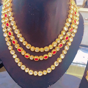Indian Long Kundan necklace inspired by Sabyasachi necklace, wedding set,partywear jewelry with stunning earrings for girls/women