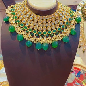 Indian Sabyasachi necklace,Kundan choker necklace,wedding set,jewelry set with stunning earrings for girls/women