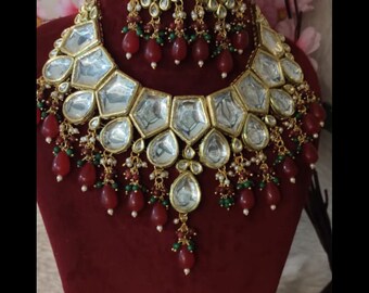 Designer Kundan Choker necklace with earring,stunning wedding wear choker jewelry set party wear for girls/women