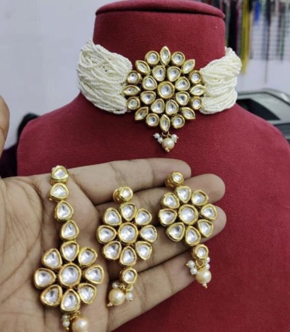 Indian Kundan Choker Necklace Inspired by Sabyasachi Necklace