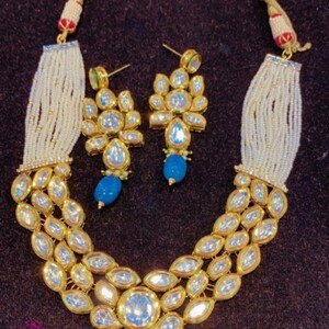 Indian Kundan long necklace ,jewelry set, wedding set with stunning earrings for girls/women