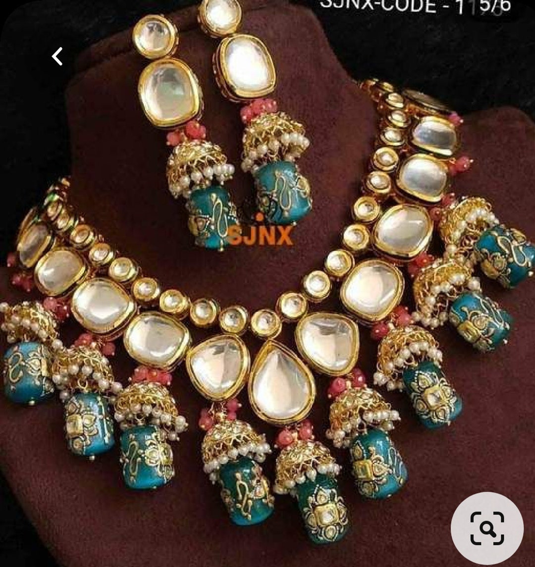 Designer Choker Necklace polki Necklace Kundan Onyx Necklace Set