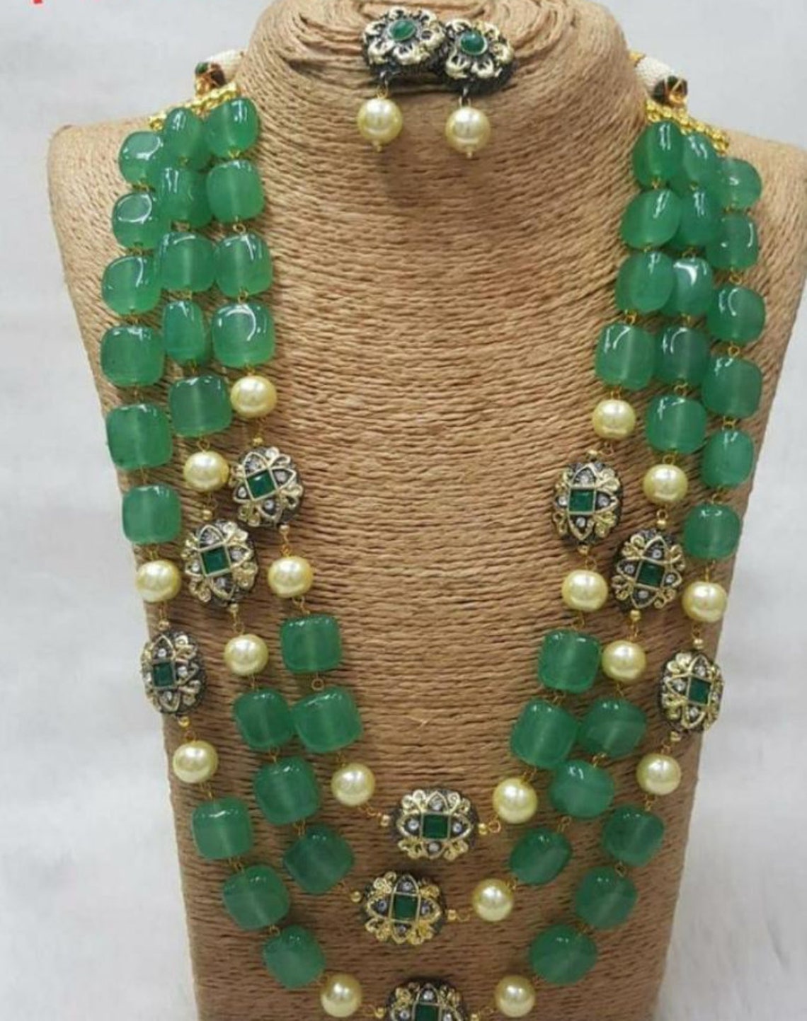 High Quality Emerald Choker Long Necklace With Earrings Cubic Etsy