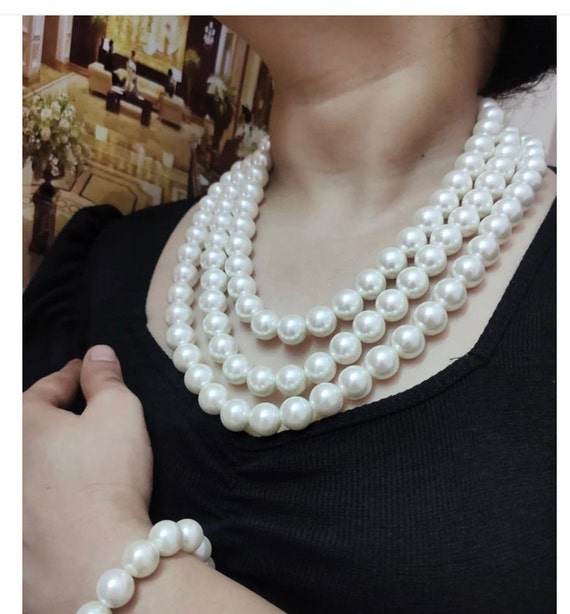 Real pearl necklace set jewelry set wedding set with stunning earrings for girls women