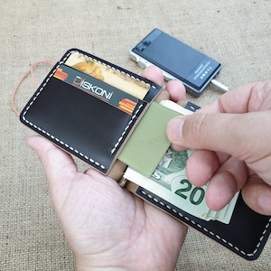 Leather Money Clip, Slim Wallet, Leather Wallet, Leather Money Clip Wallet, Mens Wallet, Holiday Gift, Original Gift, Anniversary Gift