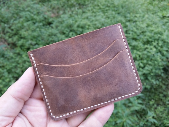 Slim Leather Wallet Card Holder Minimalist Wallet Card | Etsy