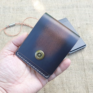 Cartera minimalista con pátina marrón, cosida a mano, cartera para hombre, cartera para mujer, regalo de vacaciones, regalo original, regalo de aniversario