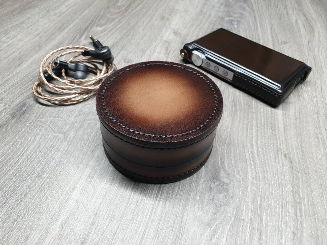 Round Leather Case Round Leather Box Round Jewelry Box Etsy