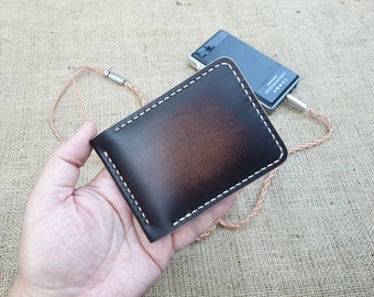 Billetera con clip para billetes de piel con pátina marrón, billetera de piel, billetera para hombre, regalo de vacaciones, regalo original, regalo de aniversario