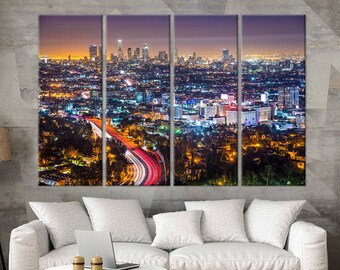 LOS ANGELES LA DOWNTOWN NIGHT POSTER WALL ART PICTURE LARGE GIANT