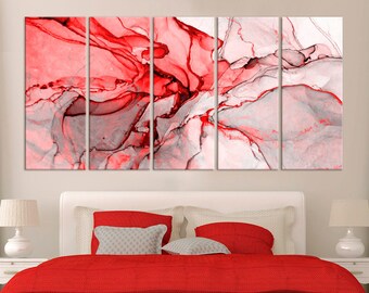 red wall art for bathroom