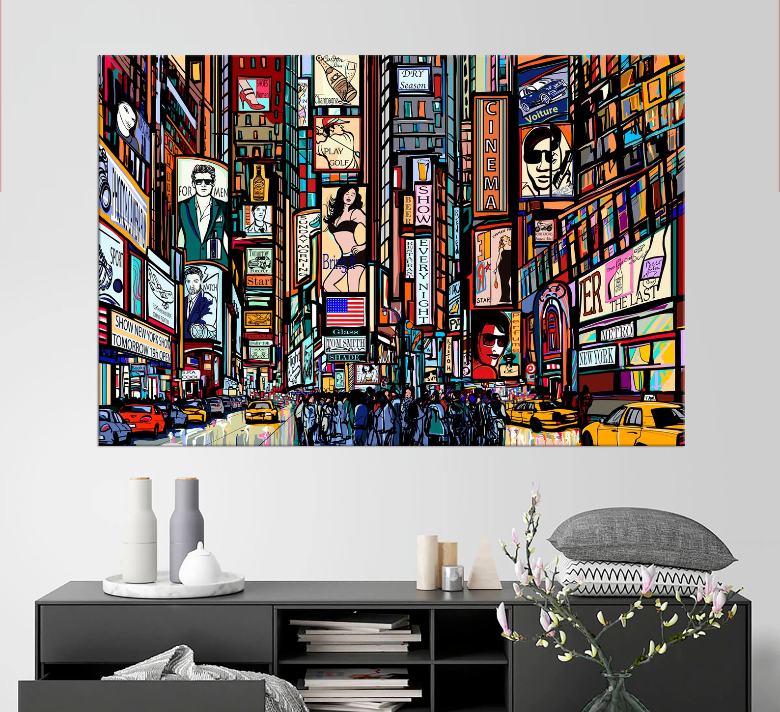 Street in New York wall art Times square City canvas print Etsy