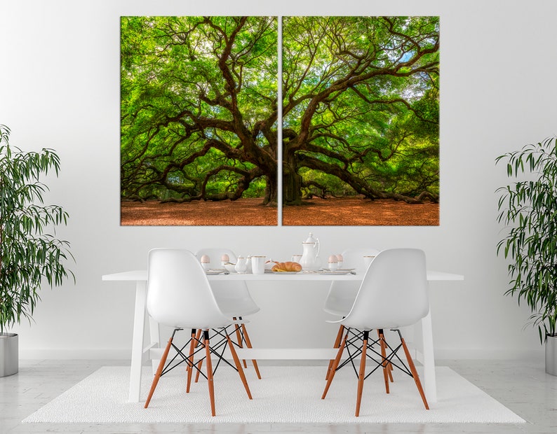 Angle Oak Tree wall art Branches old Oak Tree canvas print Etsy