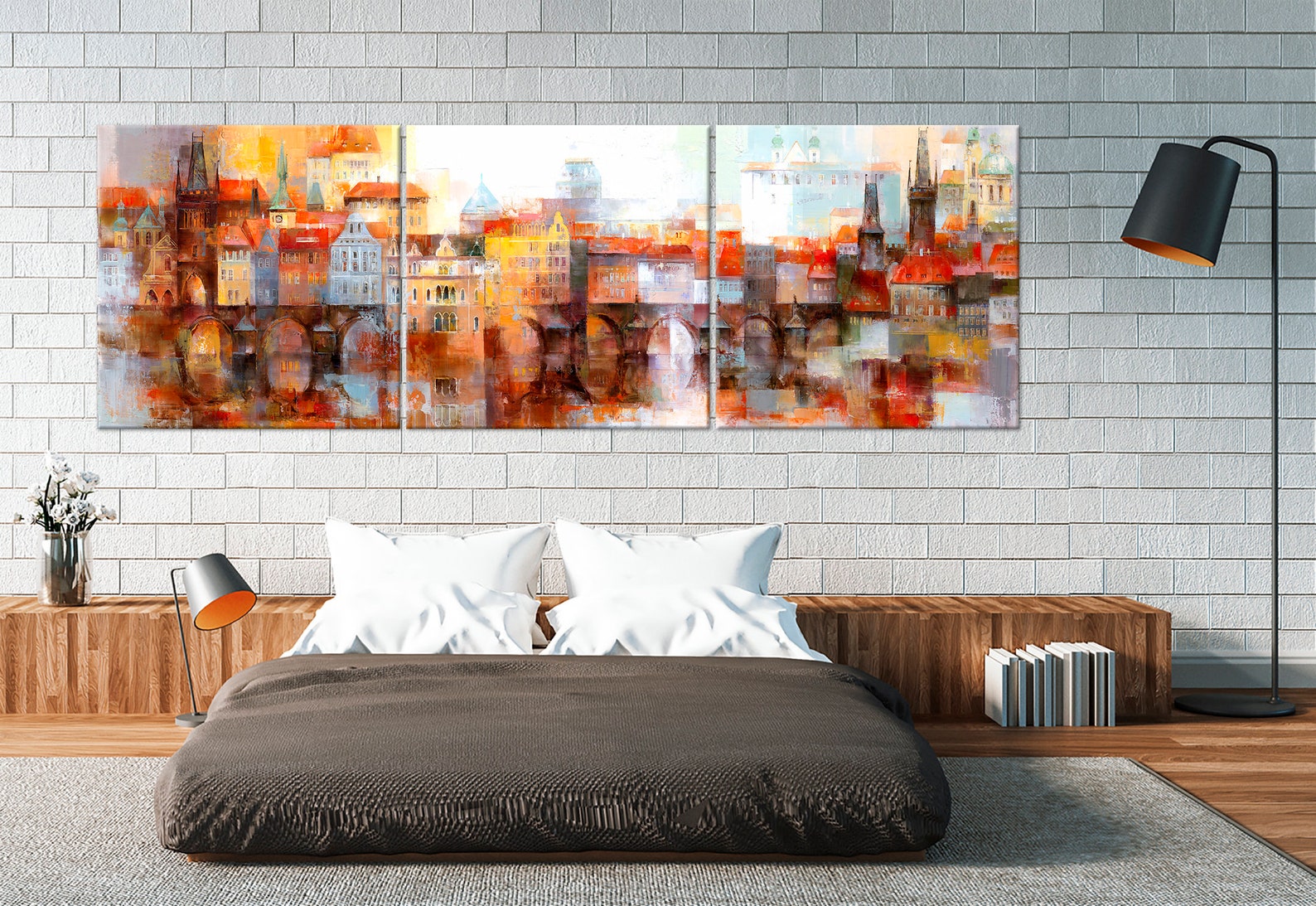 Abstract city wall art Abstract Town Cityscape canvas print Etsy