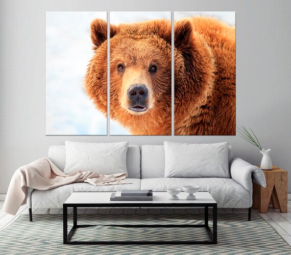 Grizzly Bear Canvas Print Brown Bear Nursery Wall Art Grizzly Etsy