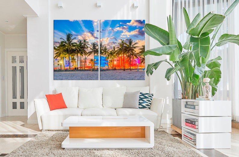Miami Florida wall art Ocean Drive Print Miami Beach canvas Etsy