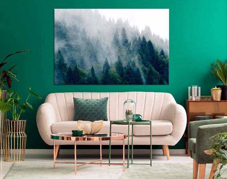 Mist forest wall art Foggy Forest canvas print Enchanted Etsy