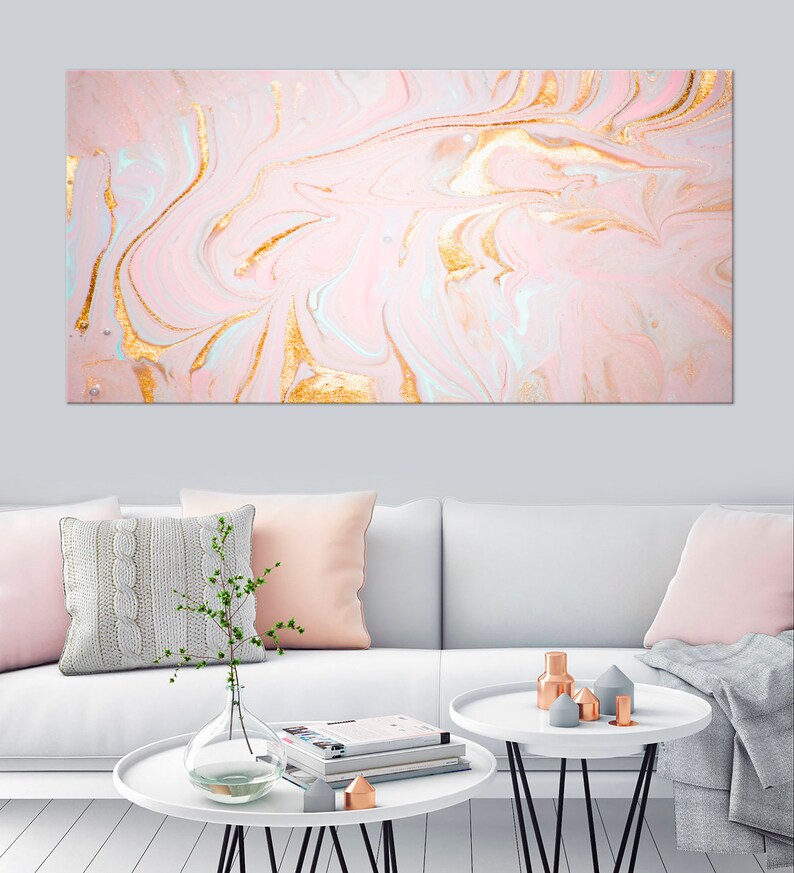 Rose gold wall decor Luxury art Abstract painting Rose gold Etsy