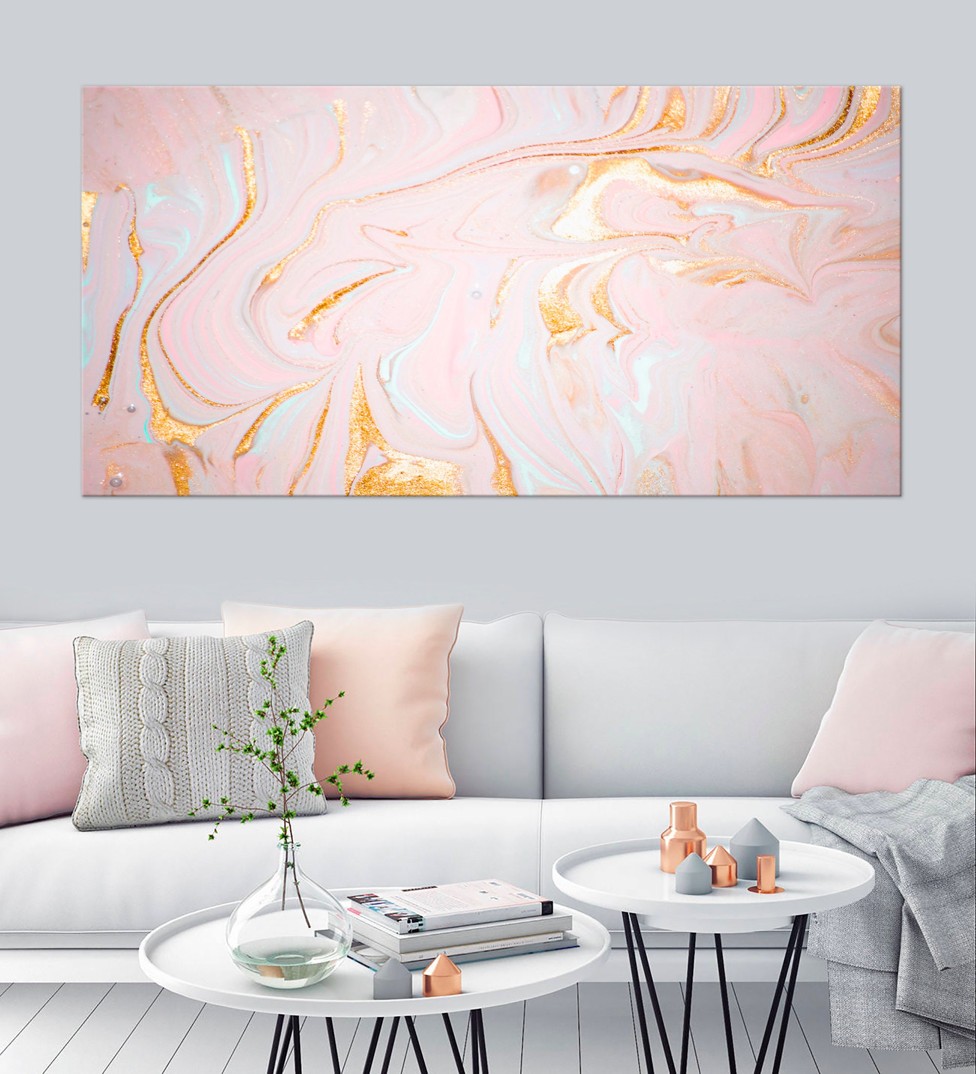 Decoración de la pared de oro rosa Arte de lujo Pintura Etsy