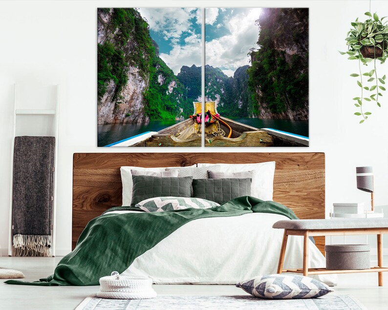 Thailand Wall Art Boat canvas print Phi Phi Thailand Wall Etsy
