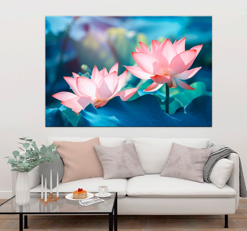 Lotus flower wall art Lotus canvas Floral Print Set Flower Etsy