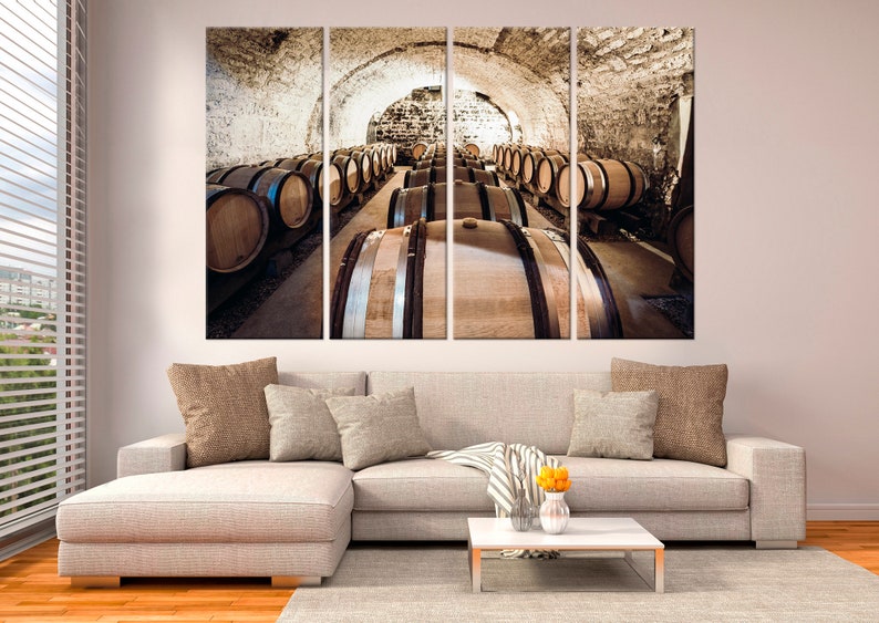 Wine Cellar Wall Art Wine barrel canvas print Wine Lover Gift Etsy