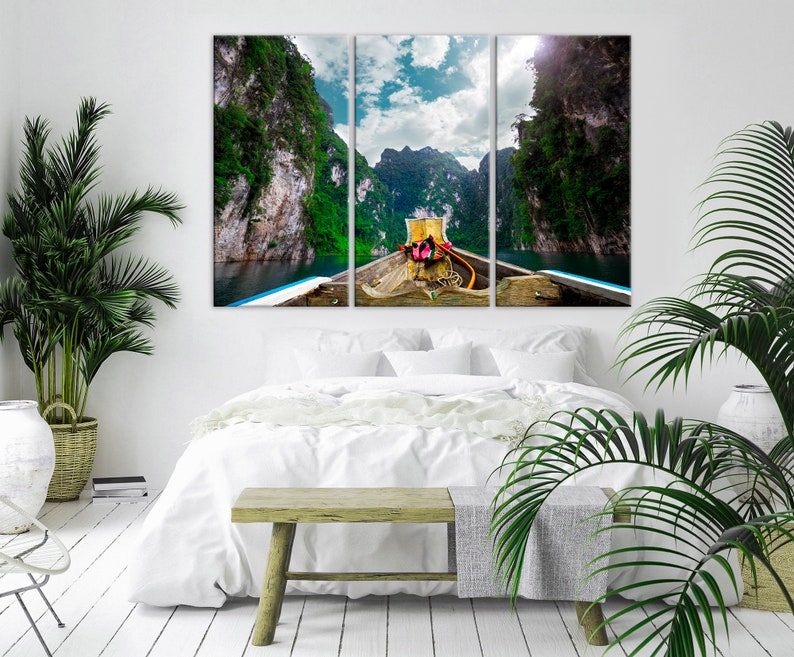 Thailand Wall Art Boat canvas print Phi Phi Thailand Wall Etsy