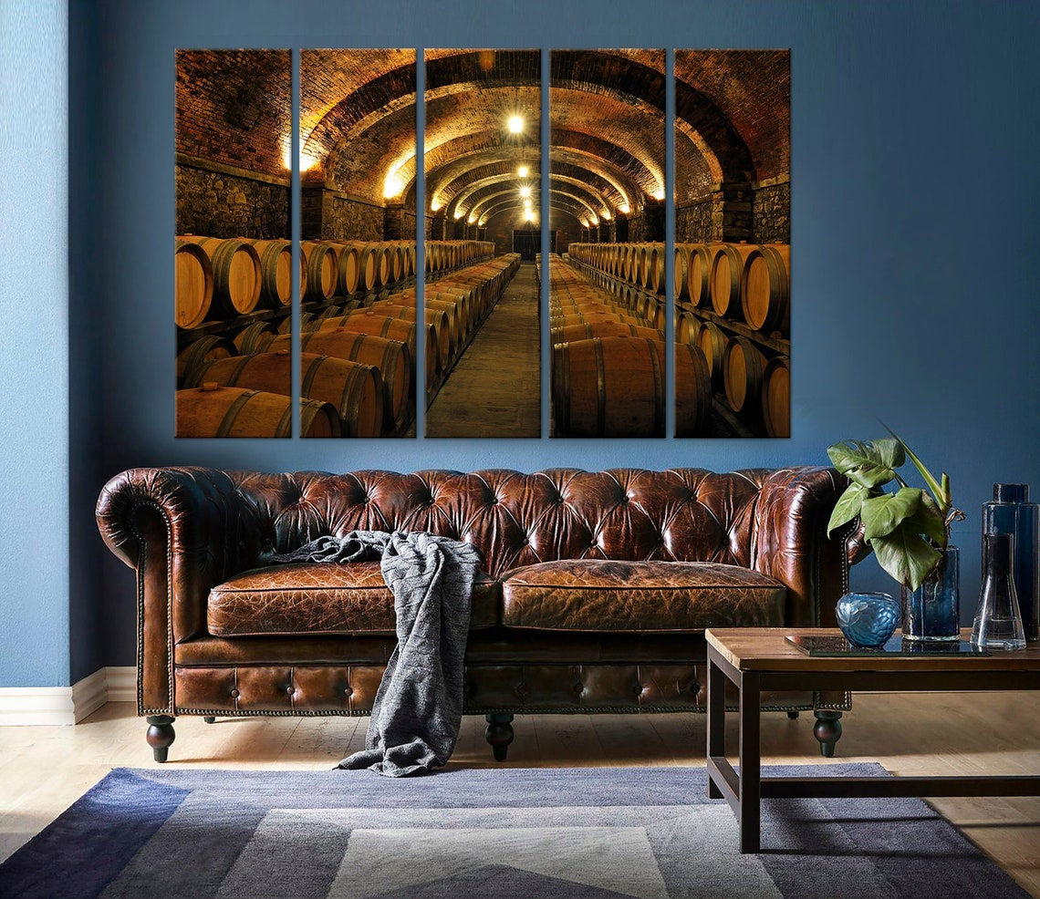 Wine cellar wall art Wine painting Wine canvas art Wine cellar Etsy