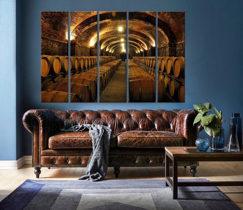Wine cellar wall art Wine painting Wine canvas art Wine cellar Etsy