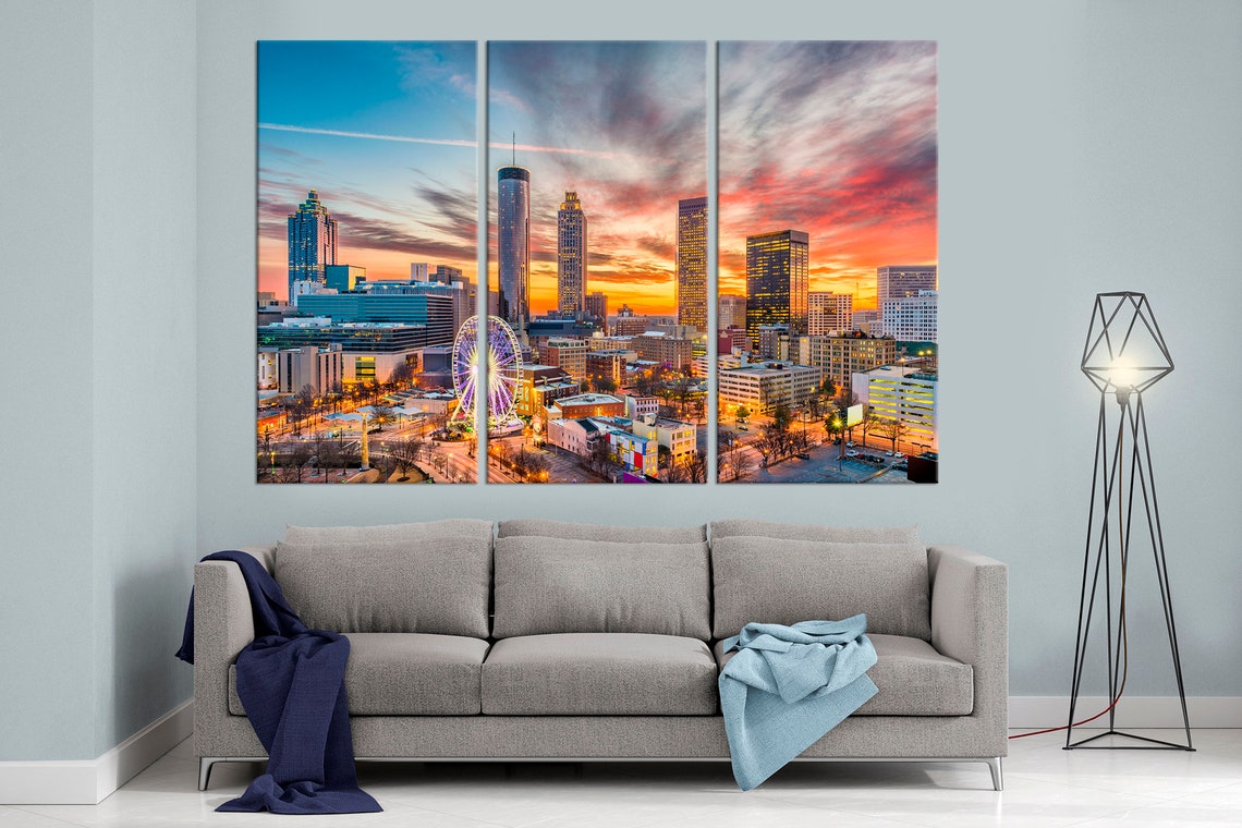 Atlanta Wall Art Atlanta skyline canvas print Atlanta Etsy
