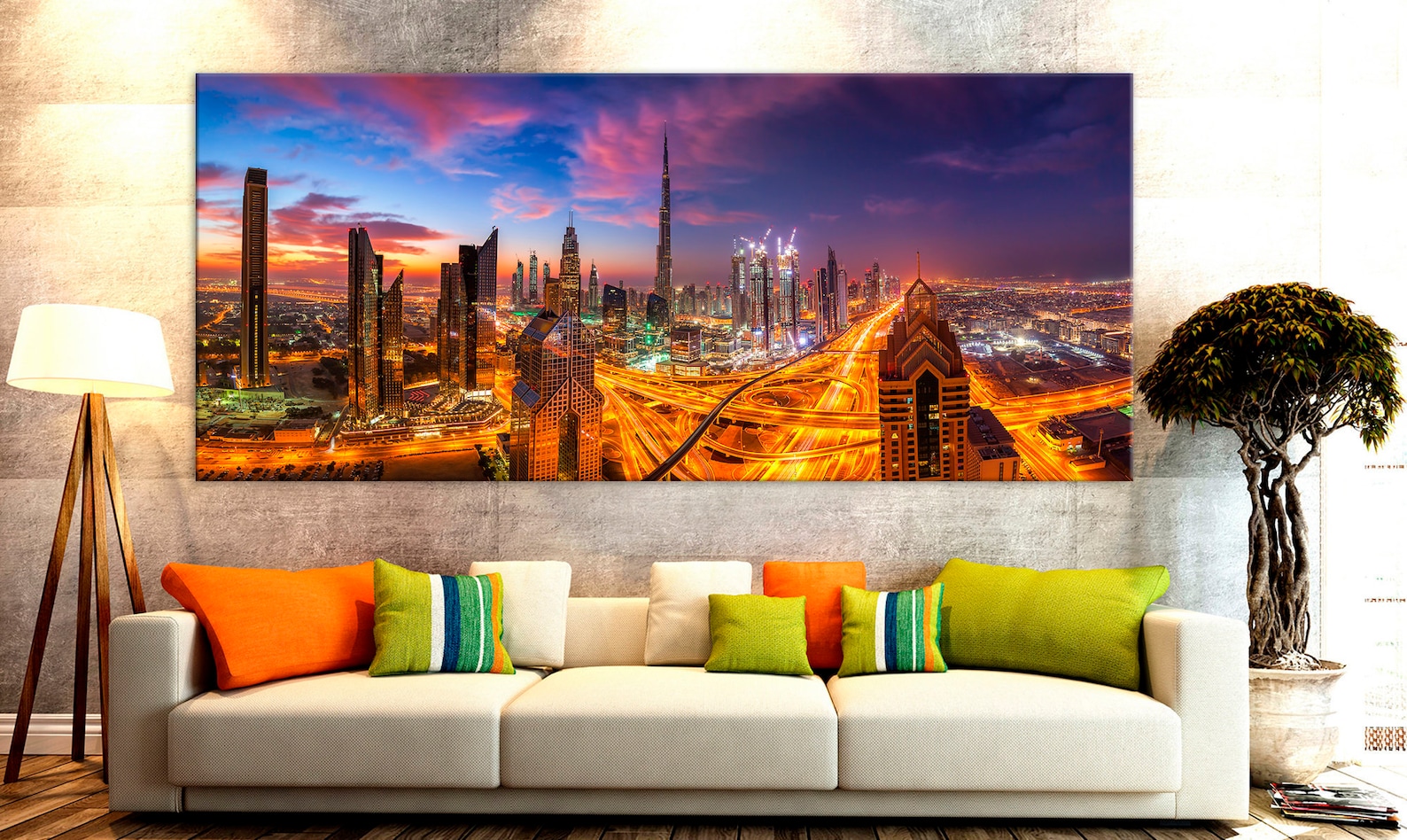 Dubai skyline at sunset Dubai wall art Dubai canvas print Etsy