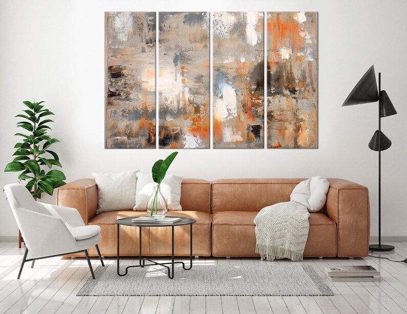 Brown Grey Abstract Painting Modern wall art Trendy wall decor Etsy