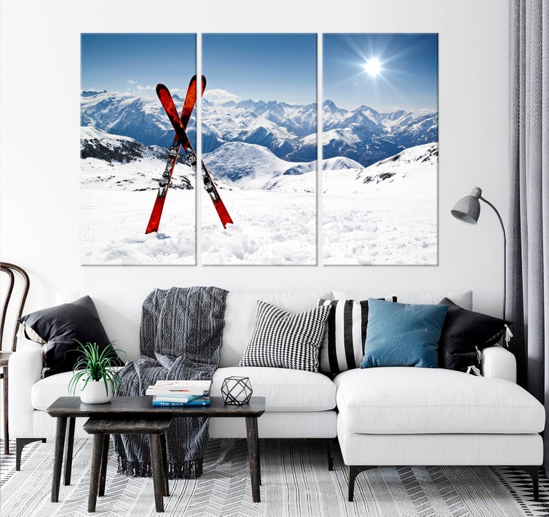 Ski wall art Ski lodge decor Ski canvas print Ski Instructor Etsy