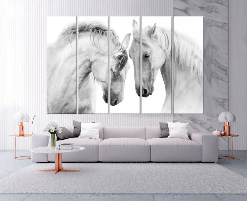 White Horses Wall Art Print Canvas Triptych Extra Large Wall Etsy