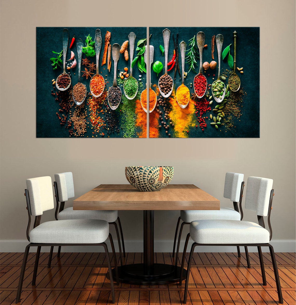 Herbs and spices cooking wall art Colorful spices kitchen | Etsy