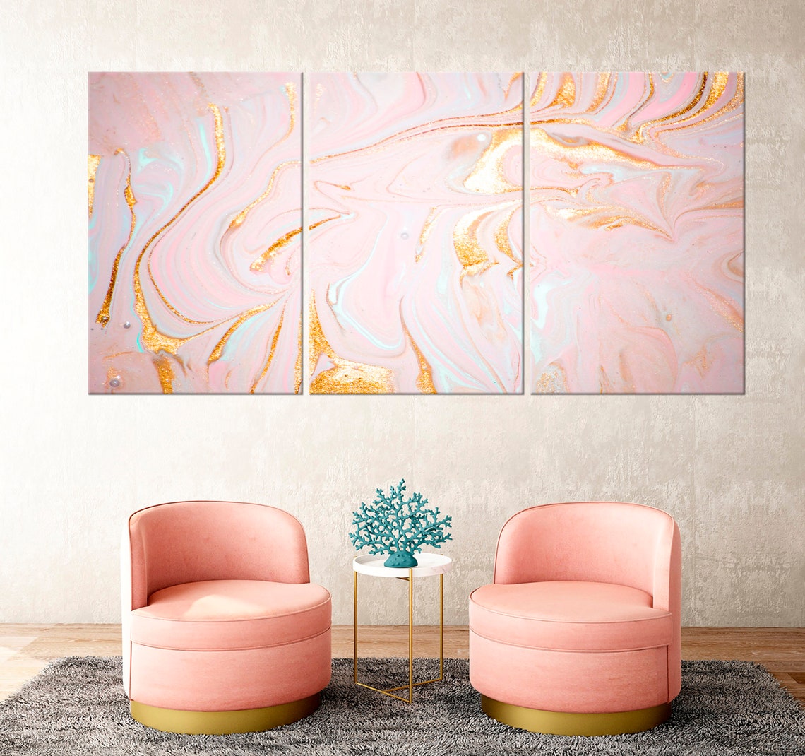 Rose gold wall decor Luxury art Abstract painting Rose gold Etsy