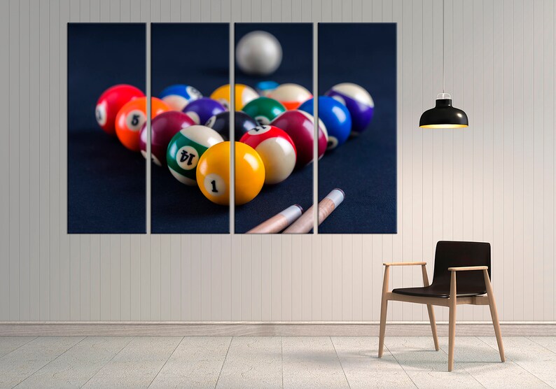 Billiard table canvas print Snooker game Billiard sports wall Etsy