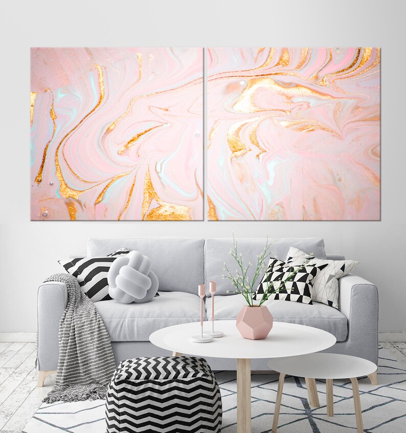 Rose gold wall decor Luxury art Abstract painting Rose gold Etsy