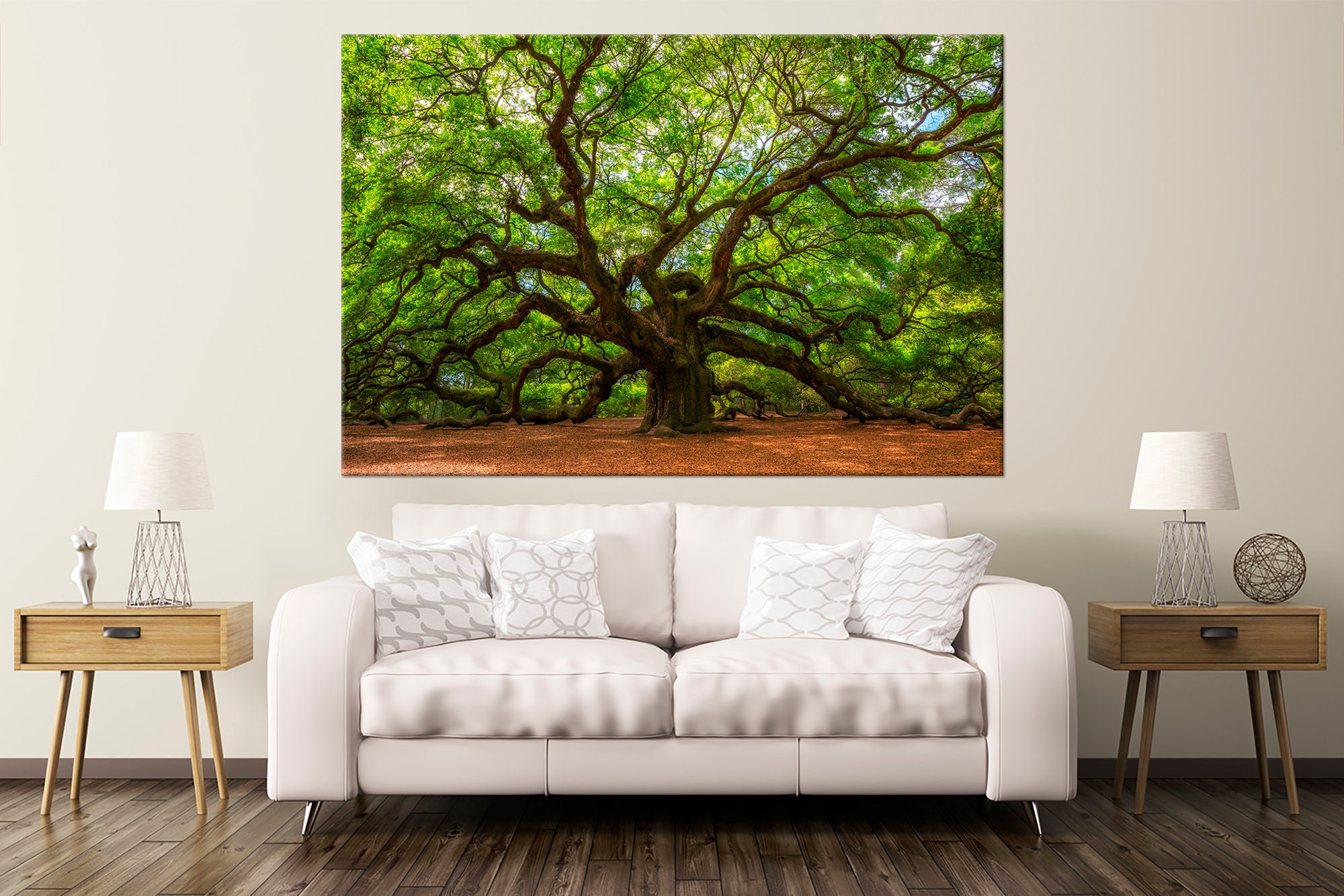 Angle Oak Tree wall art Branches old Oak Tree canvas print Etsy