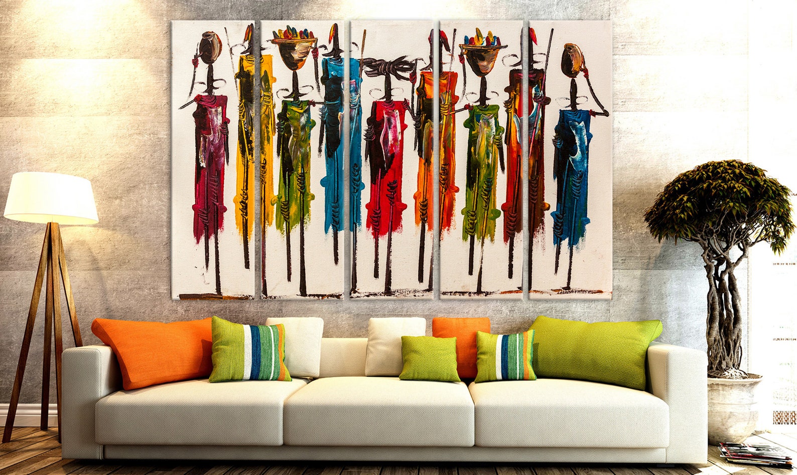 Abstract African wall art Masai canvas print Colorful african Etsy