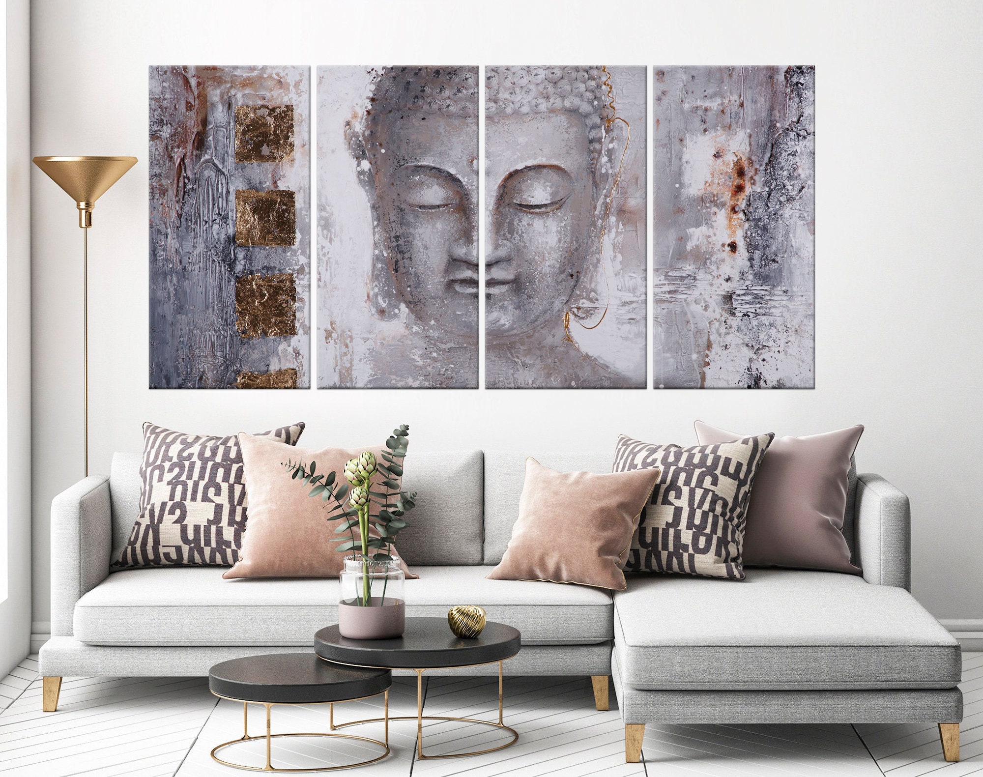 Buddha Painting Black White Yoga art Meditation Zen decor | Etsy