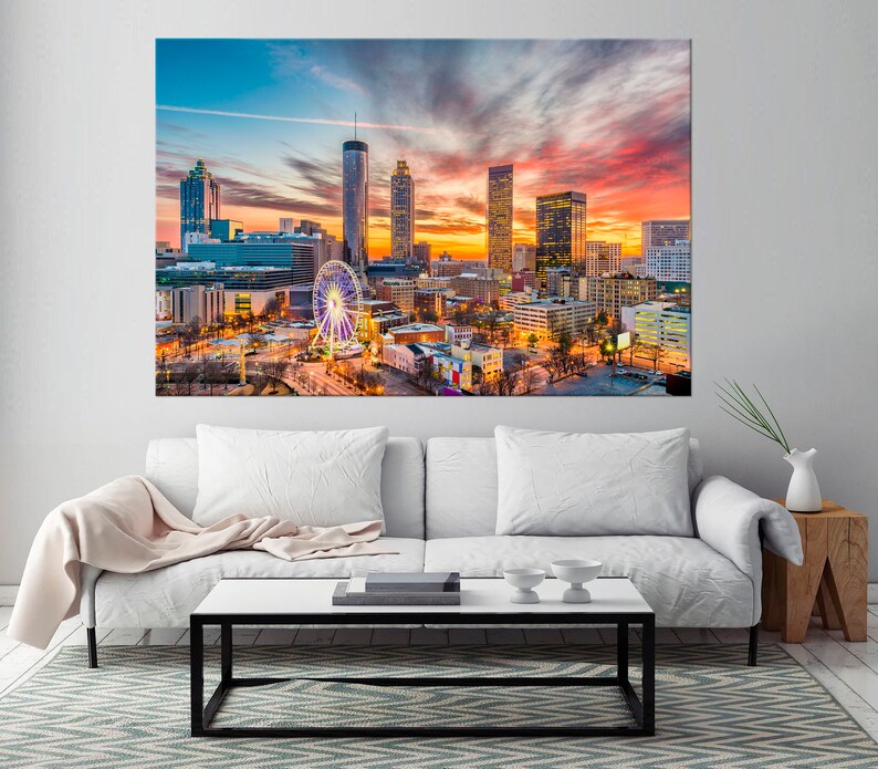 Atlanta Wall Art Atlanta skyline canvas print Atlanta Etsy