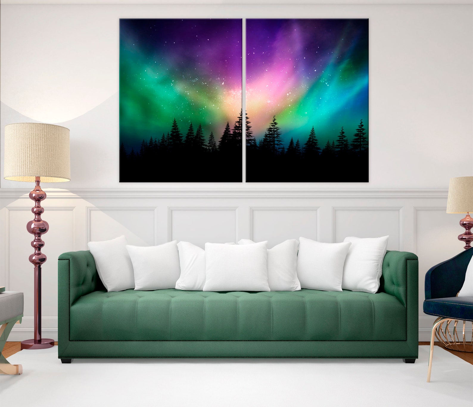 Aurora Borealis wall art Northern Lights canvas print Colorful Etsy