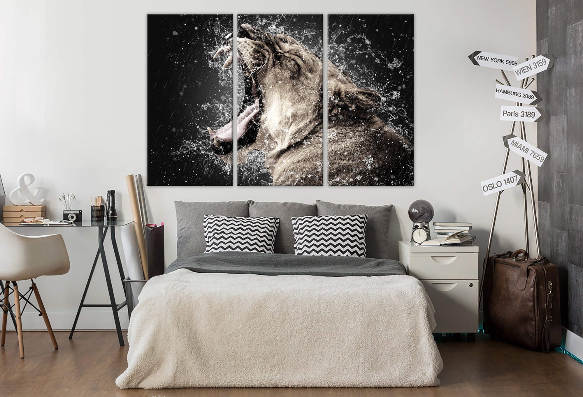Lion wall art Lion canvas print Lion poster Lion office wall | Etsy