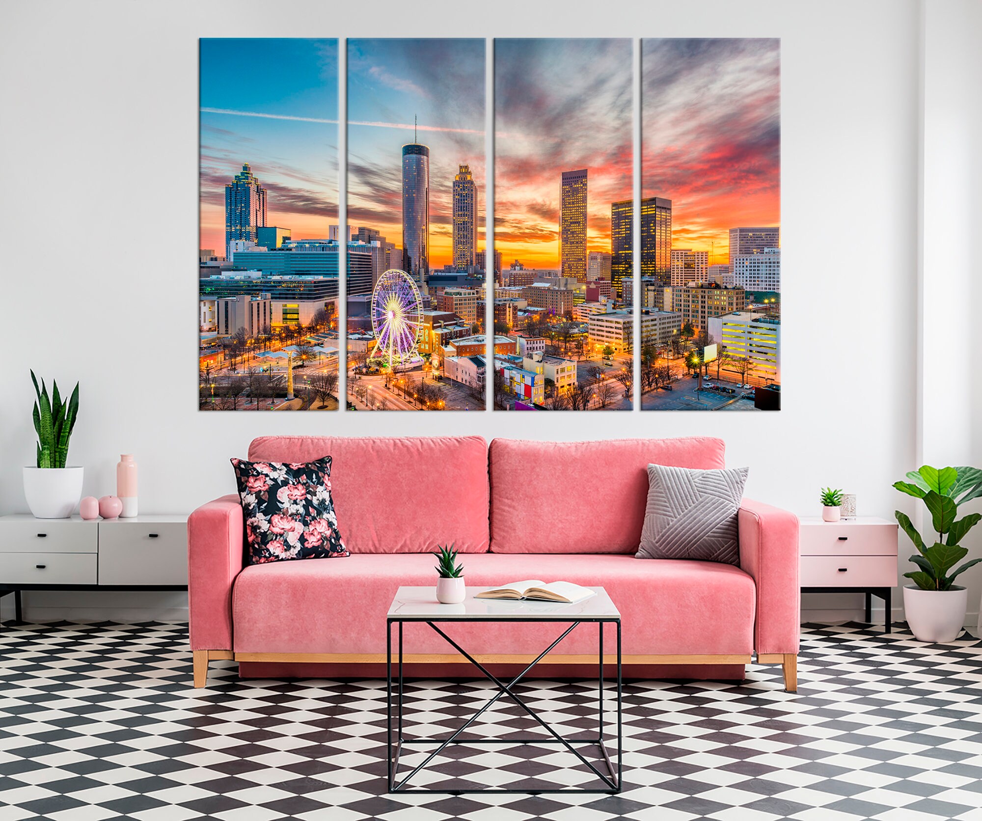 Atlanta Wall Art Atlanta skyline canvas print Atlanta Etsy