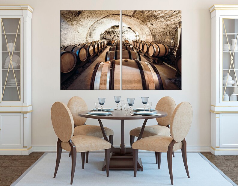 Wine Cellar Wall Art Wine barrel canvas print Wine Lover Gift Etsy